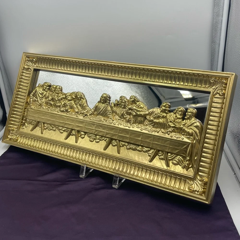 Homco: VTG “The Last Supper” 3D Religious Wall Art Decor w/ Gold Mirrored Frame